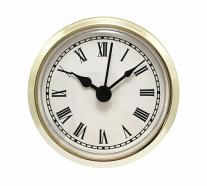 White Roman Clock Insert Brass Bezel 2-5/16 inch